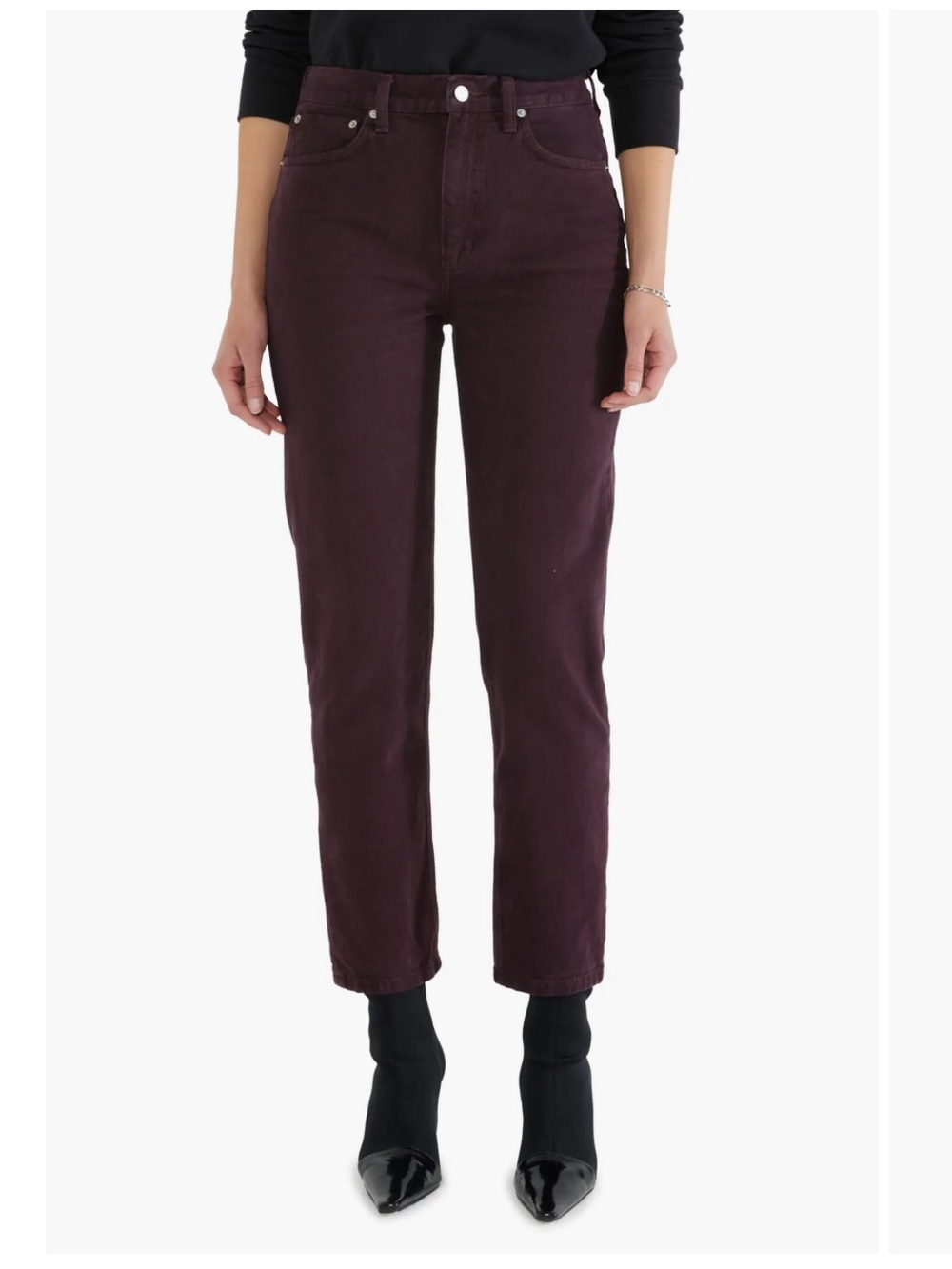 ETICA Ethically Made Finn Slim Straight Ankle Jeans in Wine Tasting size 29